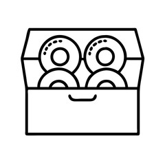 doughnuts in box icon, doughnuts in box line art - simple line art of doughnuts in box, perfect for doughnuts in box logos and icons and themed design 
