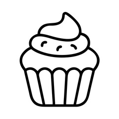 frosted cupcake icon, frosted cupcake line art - simple line art of frosted cupcake, perfect for frosted cupcake logos and icons and themed design 