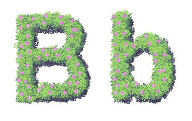 alphabet letter b with green grass texture