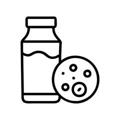 milk and cookies icon, milk and cookies line art - simple line art of milk and cookies, perfect for milk and cookies logos and icons and themed design 