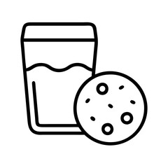 milk and cookies icon, milk and cookies line art - simple line art of milk and cookies, perfect for milk and cookies logos and icons and themed design 