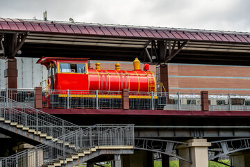 A diesel locomotive on a children's railway.