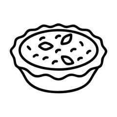 pecan pie icon, pecan pie line art - simple line art of pecan pie, perfect for pecan pie logos and icons and themed design 