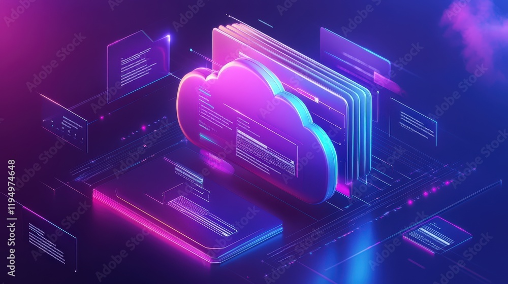 Poster abstract digital representation of online documentation management system with cloud storage and dat