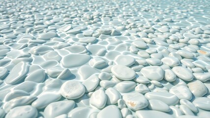 Fototapeta premium Summer Pebbles, Clear Water, Panoramic, White Blue, High-Resolution, Fresh, Natural
