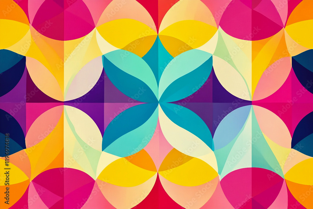 Poster abstract geometric pattern with vibrant kaleidoscope of colors generative ai