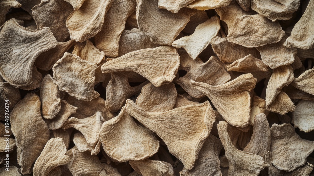 Poster a detailed macro photograph of isolated dried chinese herbs, emphasizing the intricate textures and 