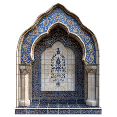 Fototapeta premium Ornate Tile Fountain with Intricate Design Details Isolated on transparent background