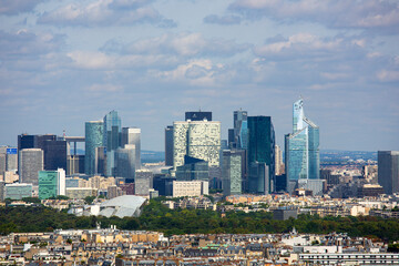 View of Le Defence form the Eiffel Tower. Le Defence is a; major business district of the Paris.
