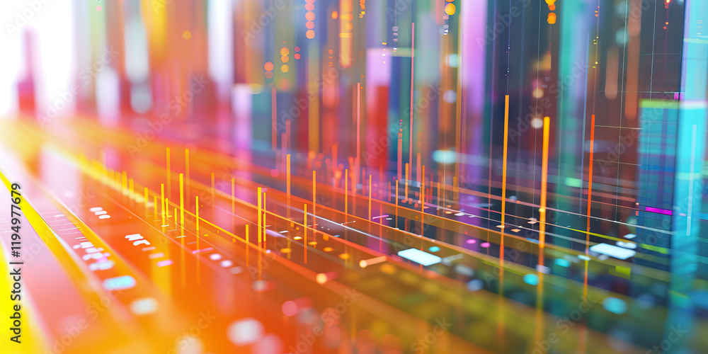 Poster abstract digital lines and bars visualization