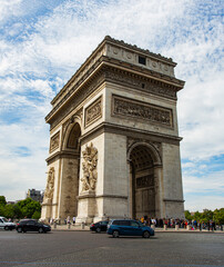 Arc de Triomphe, Paris, France. View from Avenue des Champs-Elysees to the famous Arc de Triomphe.