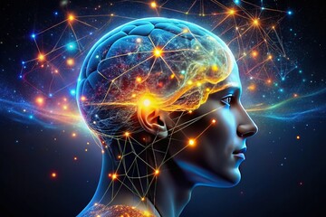 Obraz premium AI Brain Network: Innovation & Technology - Night Photography