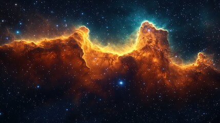 Obraz premium Cosmic Landscape: Celestial Nebula in Fiery Hues