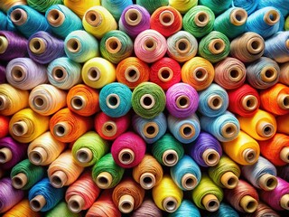 Colorful Yarn Spools Grid: Crafting & Textile Background