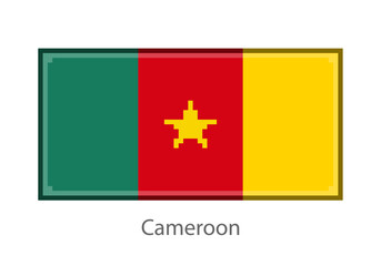 Vector illustration of the Cameroon in pixel art or mosaic style on white background. Collection of flags of the countries of the world.