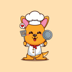 chef kangaroo mascot cartoon character.