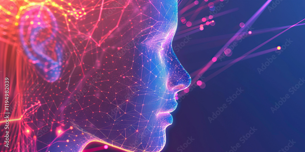 Poster digital profile: node-based human face render