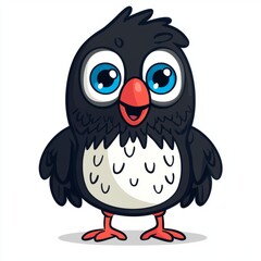 Adorable Cartoon Bird With Big Blue Eyes