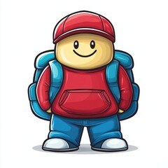 Fototapeta premium Happy Backpacker Boy Cartoon Character Illustration