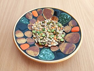 Mix of legumes and barley on the table