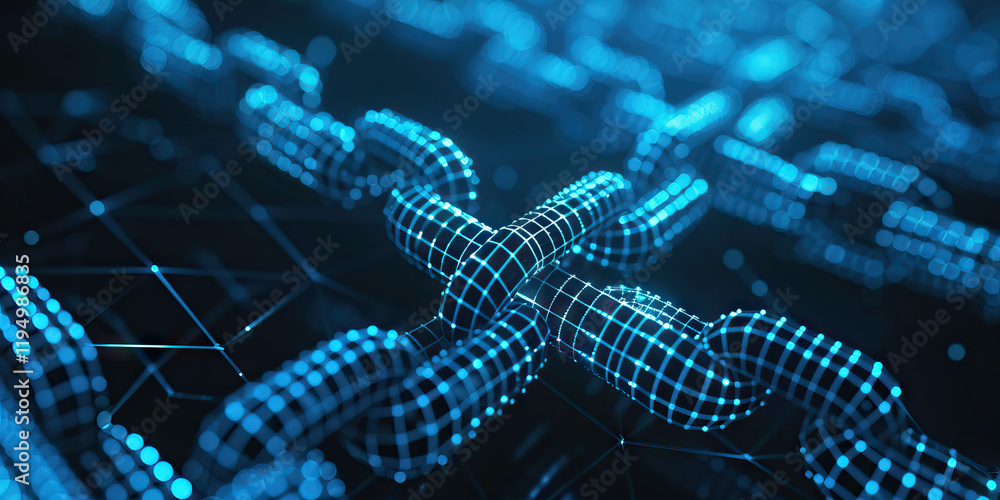 Aufkleber digital chain link network visualization