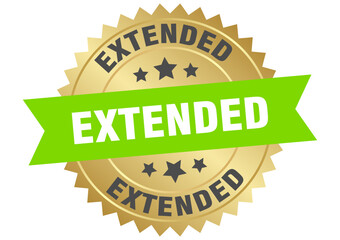 extended. extended round green and gold label isolated on transparent background
