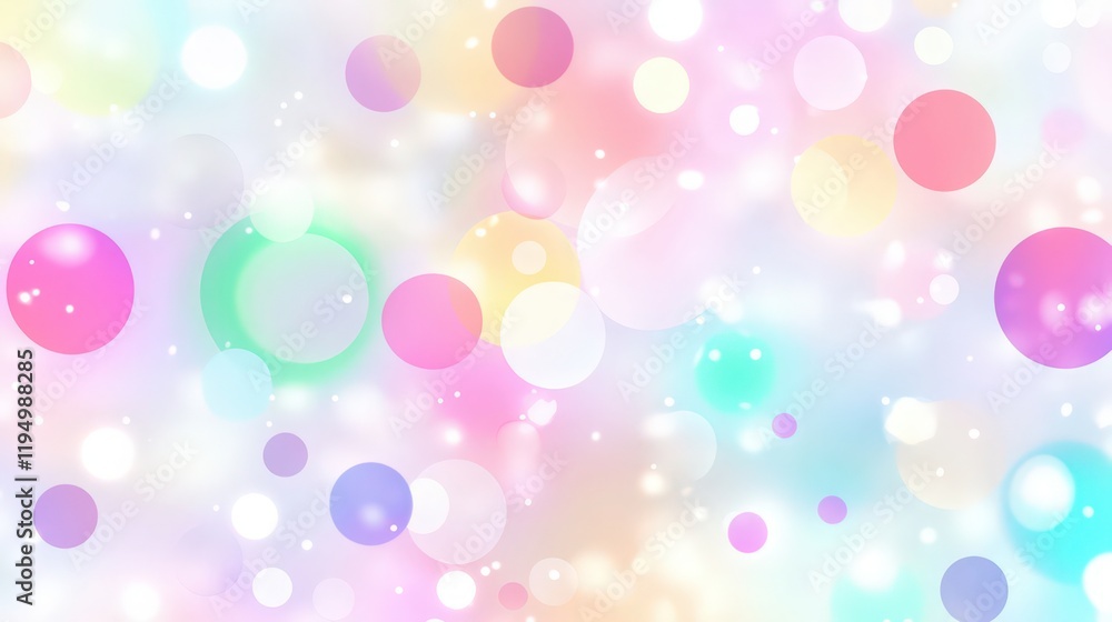 Poster abstract pastel bokeh background with colorful glowing circles and light sparkles