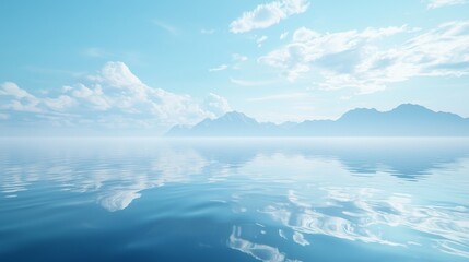 Tranquil Seascape with Gentle Waves and Soft Blue Skies at Sunrise