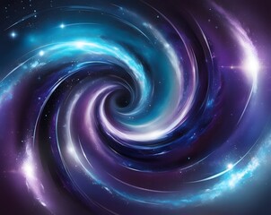 Obraz premium A mesmerizing blend of swirling blues, purples, and silvers, adorned with starlight and glowing orbs, evoking the wonder and elegance of a spiraling galaxy.