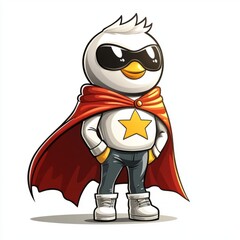A Super Bird Hero with a Red Cape and Star
