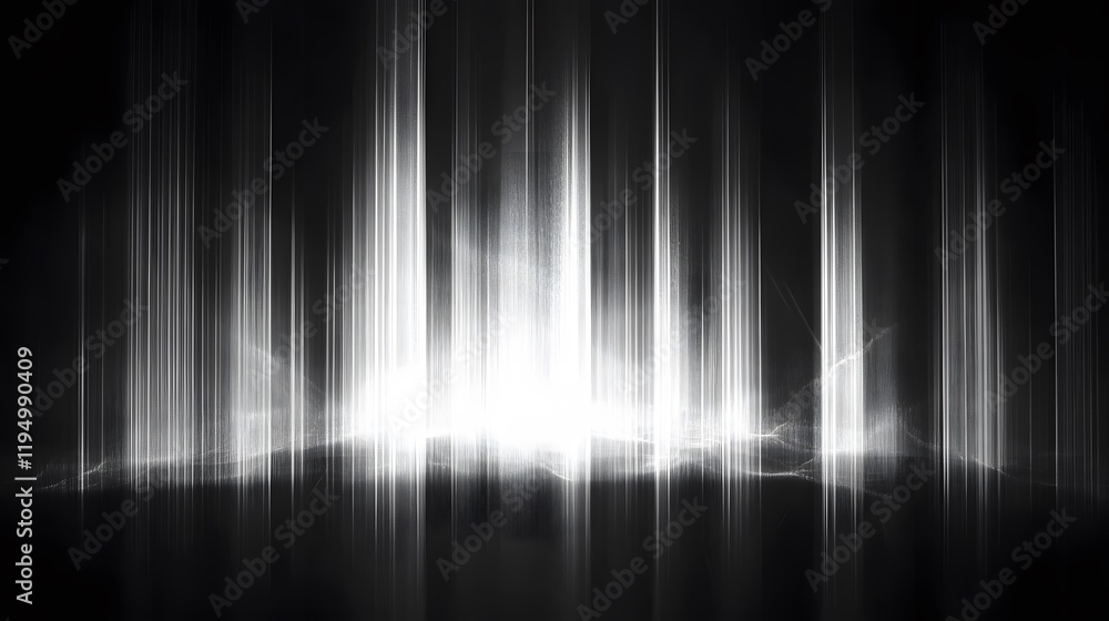 Poster abstract light patterns creating dynamic waves, monochromatic hues blending into soft gradients, ide