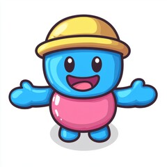 Obraz premium Cheerful Cartoon Character Wearing A Hat