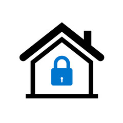 Home lock icon on transparent background 