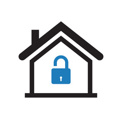 Home lock icon on transparent background 