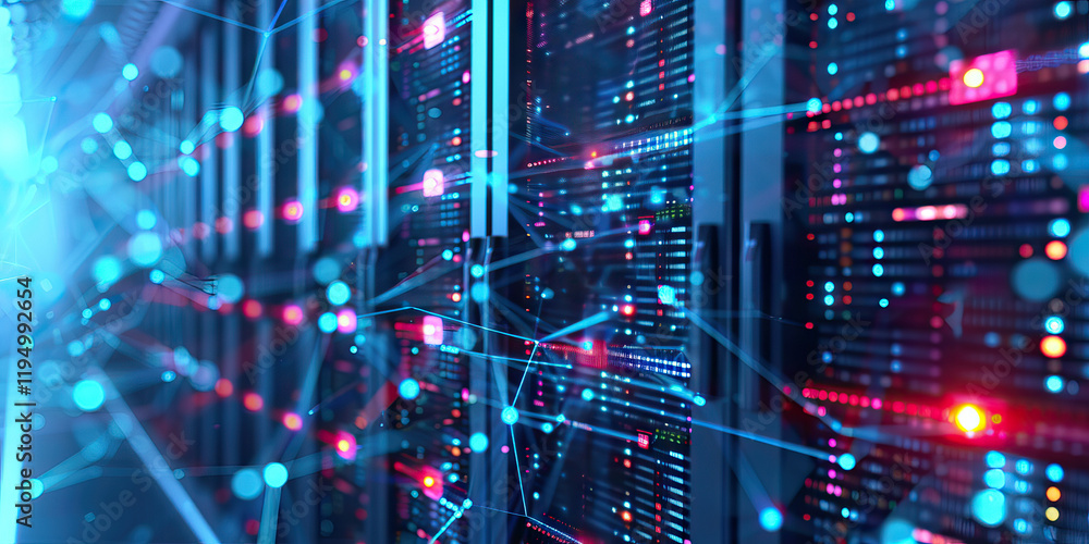 Aufkleber server room network data visualization