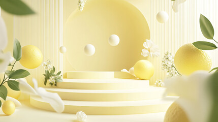 A friendly and light yellow design with soft circular elements and smooth transitions, evoking feelings of joy and happiness.