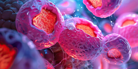 Fototapeta premium Digital Microscopic Rendering of Interconnected Cells