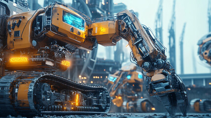 Fototapeta premium A futuristic AI system predicting equipment failures in heavy machinery.