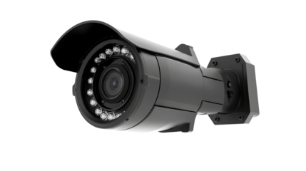 CCTV camera in security system in urban city isolated on white transparent background