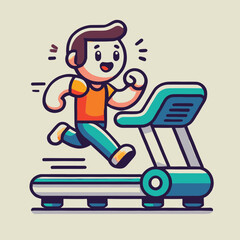 illustration of a happy person enjoying a workout on a treadmill