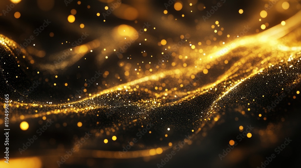 Poster 3d futuristic data stream concept with glowing lines and digital particles, ample copy space