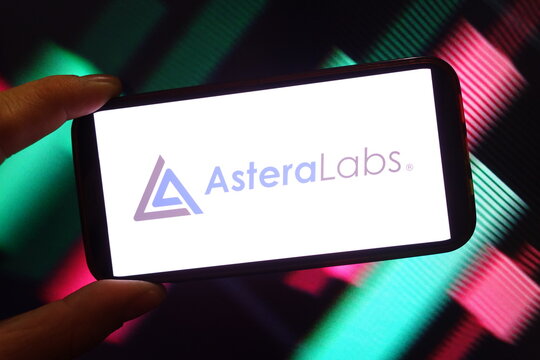 Konskie, Poland - January 13, 2025: Astera Labs company logo displayed on mobile phone