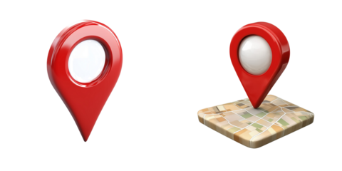 Set of a red location icon, isolated on transparent background.