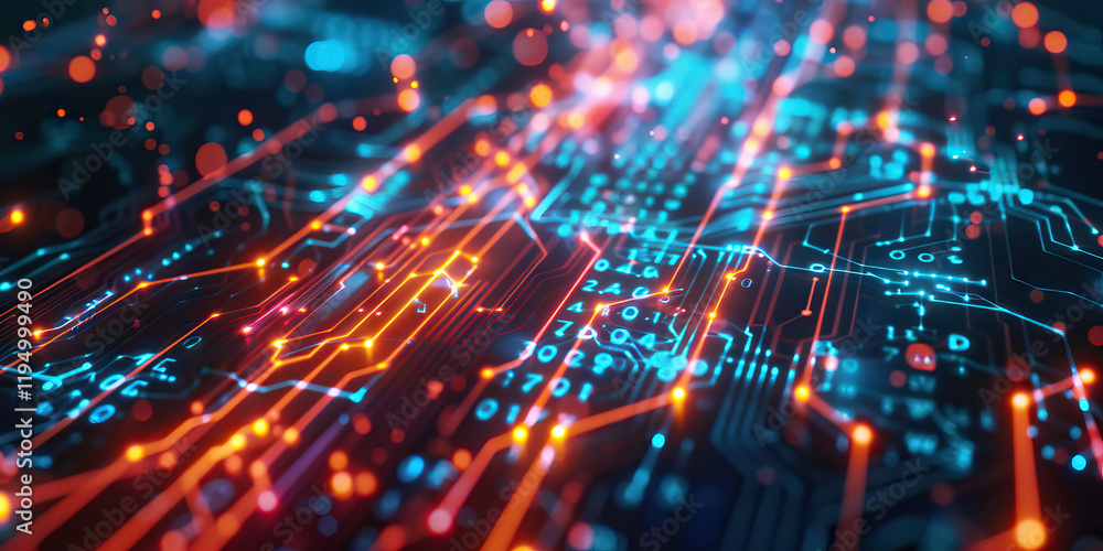 Aufkleber abstract representation of illuminated circuit board pathways