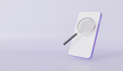 Mobile Phone Screen Search Magnifying Glass Concept Online Data Investigation Digital Exploration