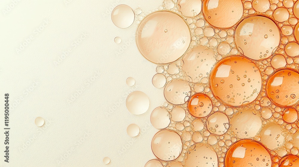Aufkleber abstract close-up image of colorful bubbles with soft peach and orange hues on a light background fo