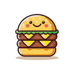 illustration of a happy hamburger with cheese and lettuce