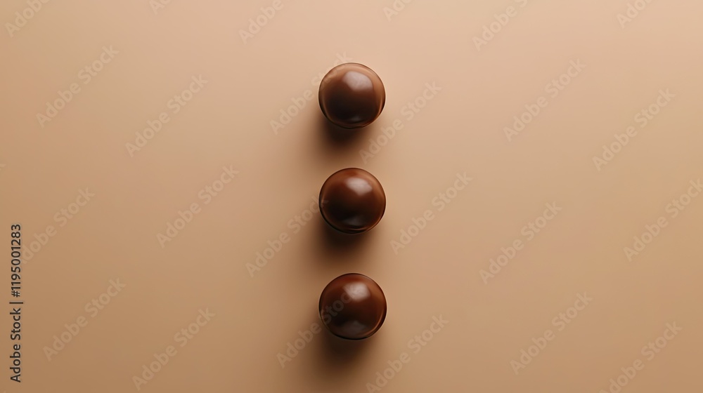 Poster a simple top view of fine chocolate truffles with a smooth texture, perfect for product photography,