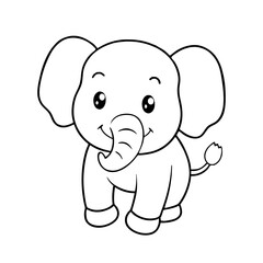 Elephant cartoon line art for children coloring book. coloring page of a cute baby elephant cartoon