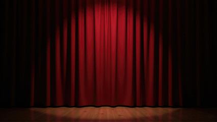 Stage curtains parting to reveal a performance at an evening theater event in a historic venue
